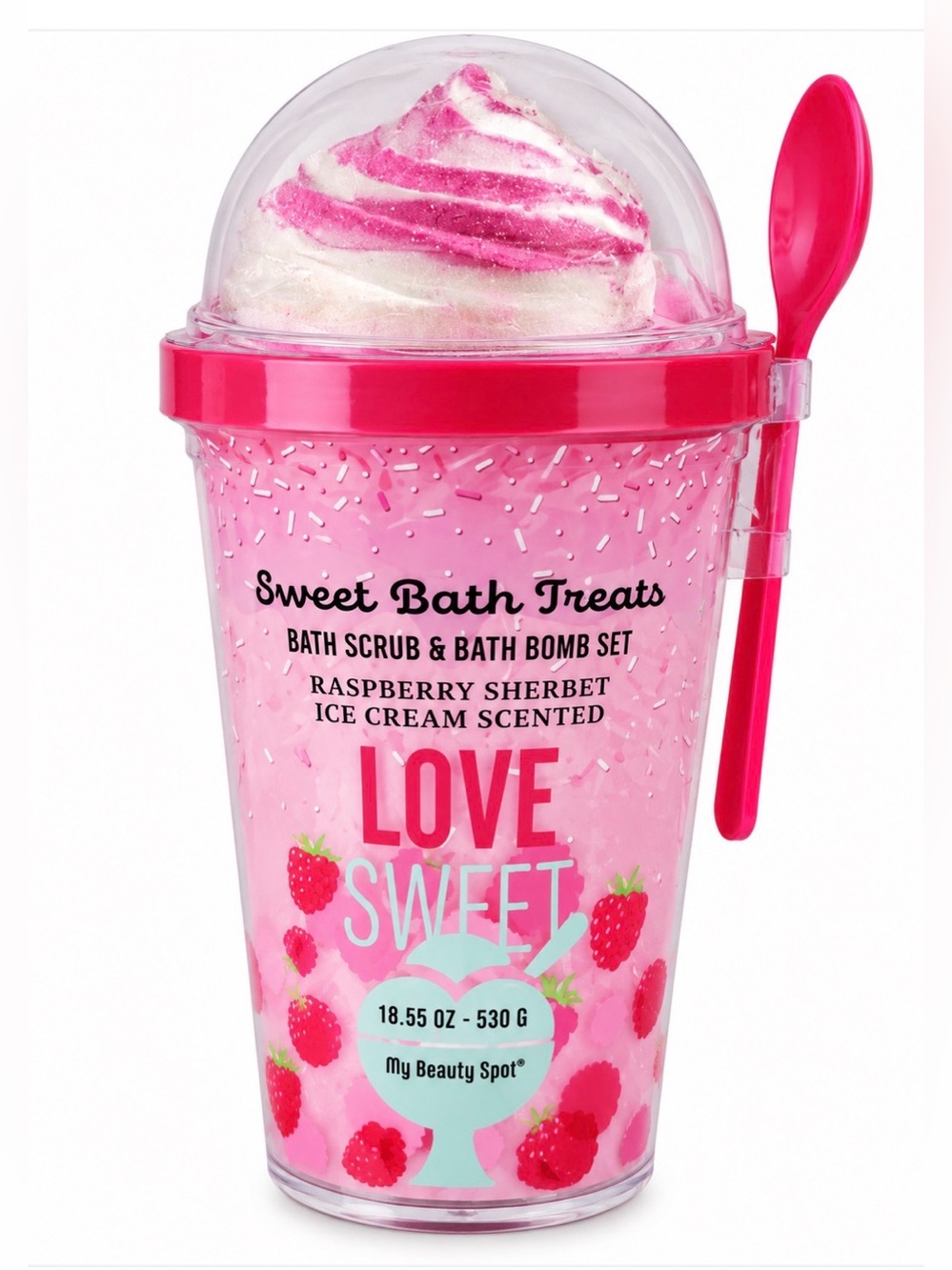 My Beauty Spot Sweet Bath Treats Raspberry Sherbet Bath Scrub & Bath Bomb Set